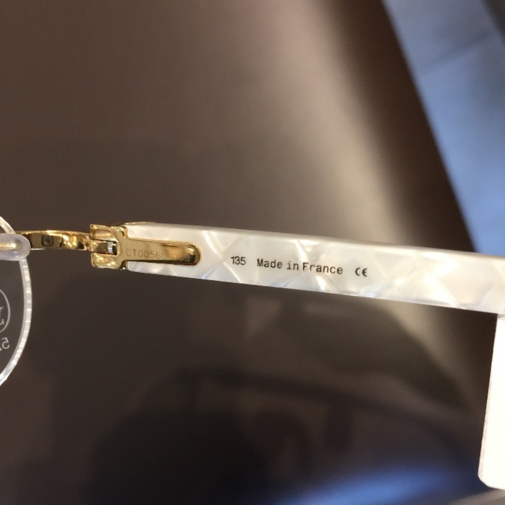 Authentic vantage Cartier frames white/ Gold , lenses clear, size 52-16-135